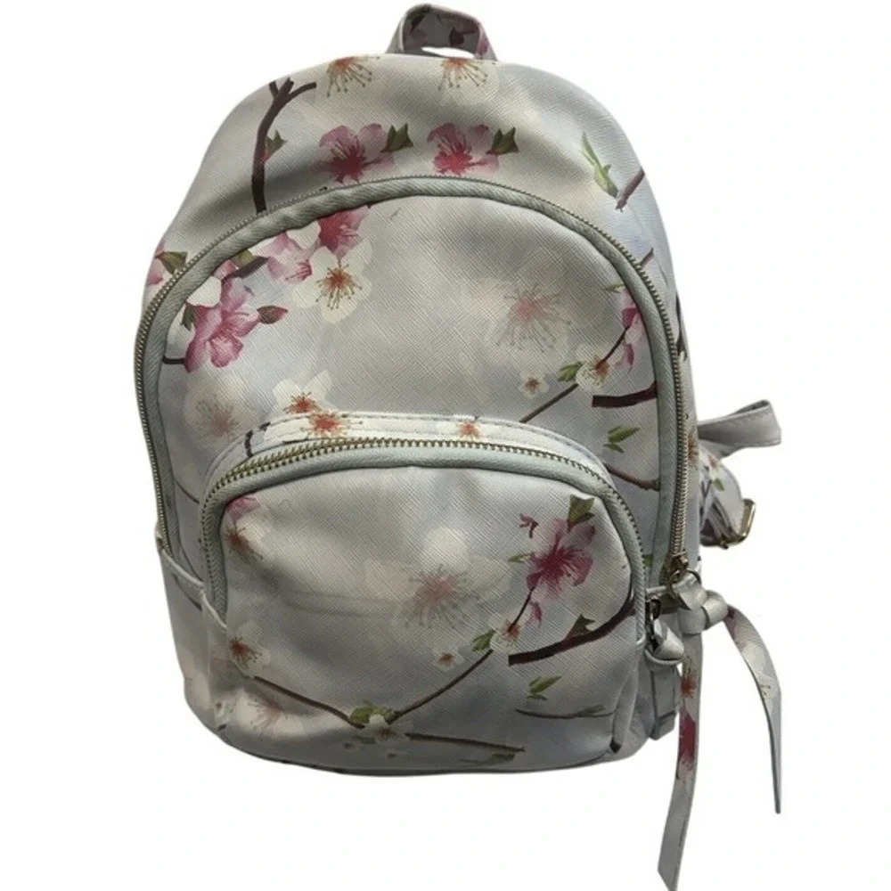 Under One Sky Women Cherry Blossom Blue Mini Backpack Floral Feminine Travel